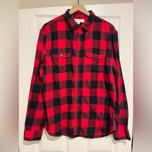 Old Navy Men’s Red & Black Buffalo Checkered Plaid Flannel Pocket Shirt Size XL